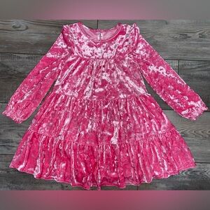 💕 Cat & Jack Hot Pink Crushed Velvet Velour Long Soft Valentines Day Dress 5T